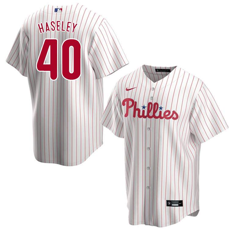 Nike Men #40 Adam Haseley Philadelphia Phillies Baseball Jerseys Sale-White